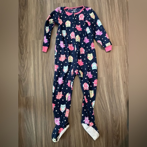Absorba Blue and Pink Footies with Colorful Owls Print size 5T - Picture 1 of 6